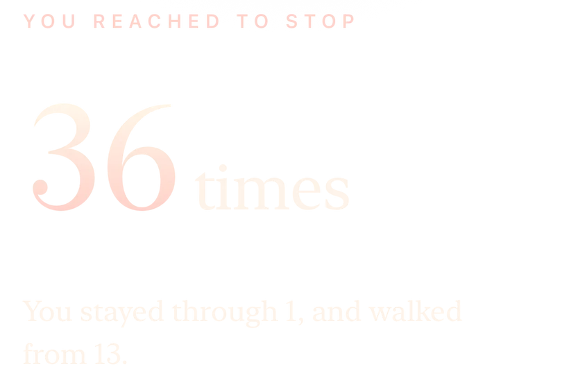You reached to stop 36 times