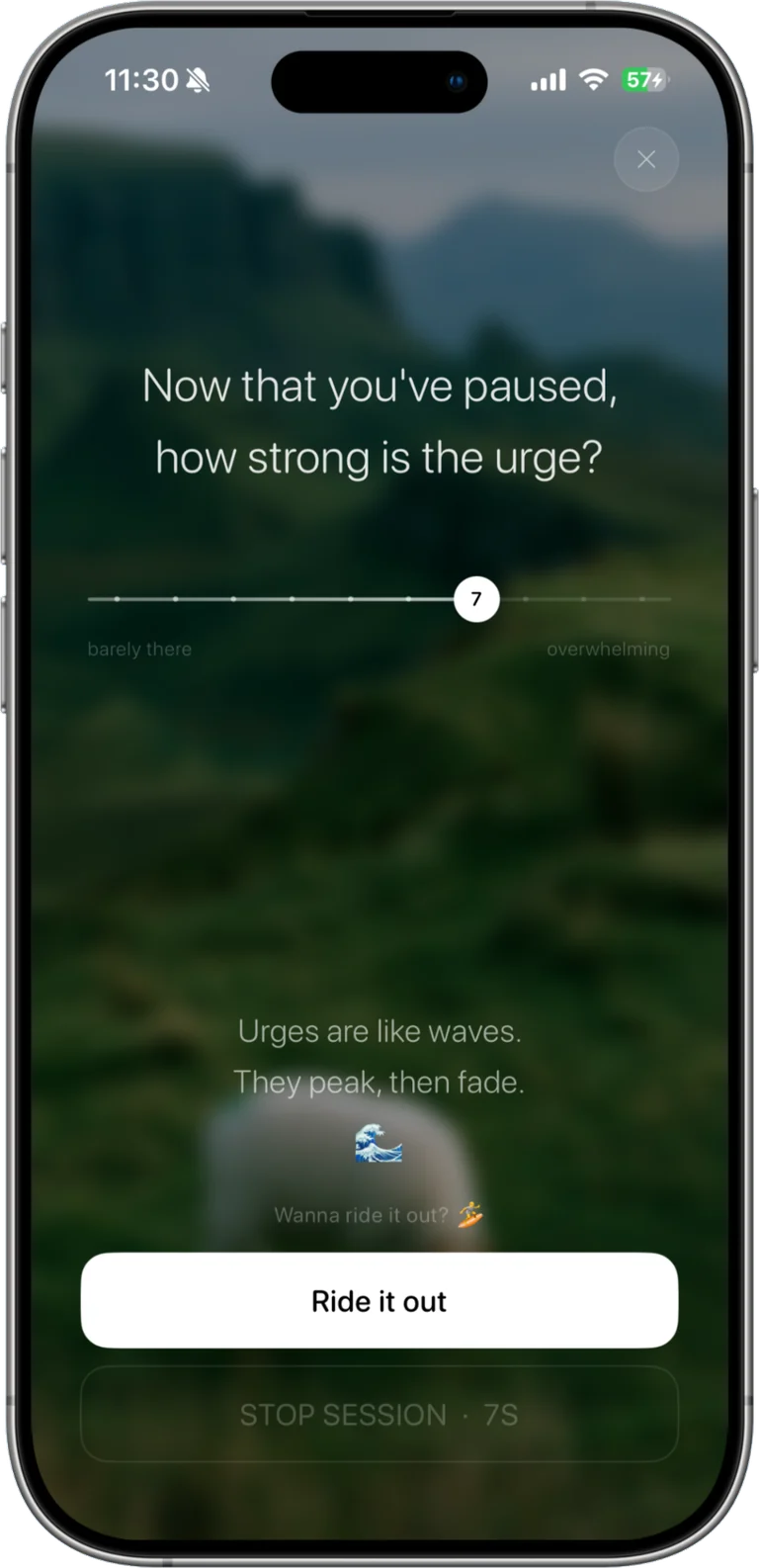 Cascade asking how strong the urge is